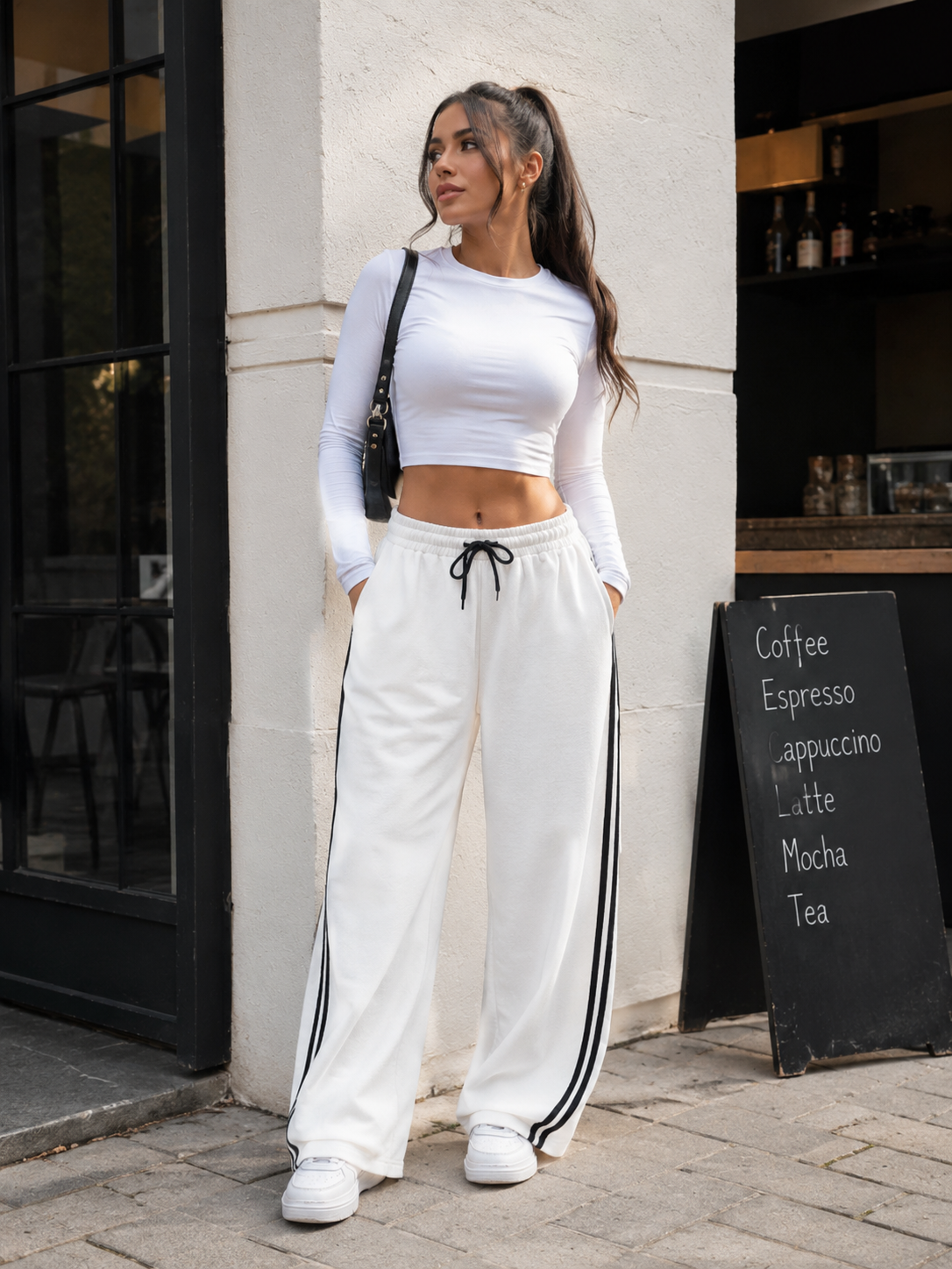 Side Striped Wide Leg Pants
