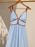 Striped Halter Neck Maxi Dress