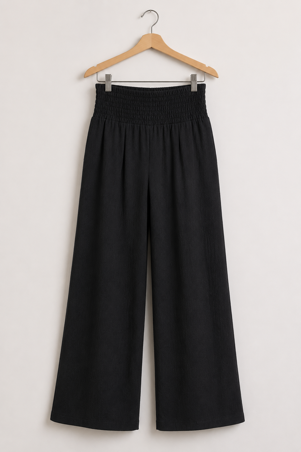 Plus Size High Waist Wide Leg Smocked Waist Pants