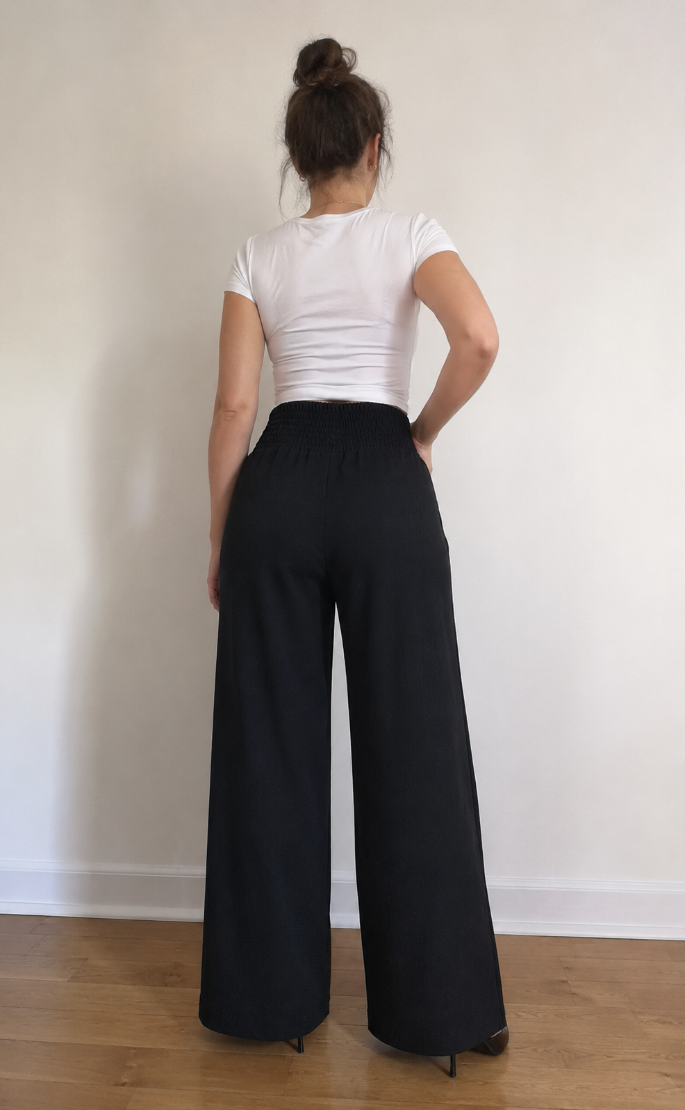 Plus Size High Waist Wide Leg Smocked Waist Pants