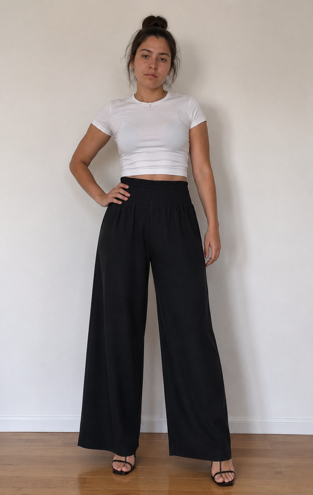 Plus Size High Waist Wide Leg Smocked Waist Pants