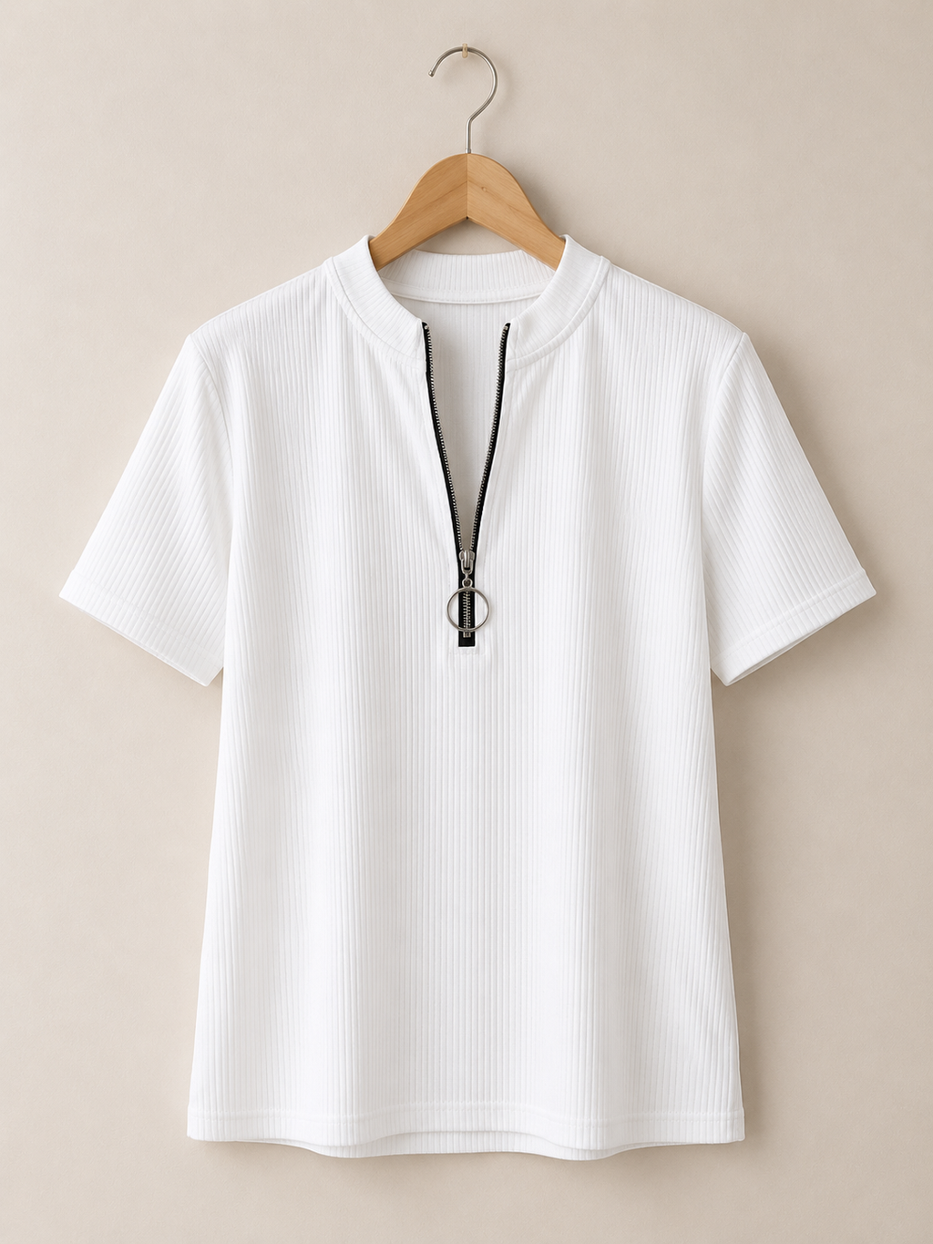 Half Zip Short Sleeve Top