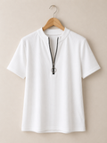 Half Zip Short Sleeve Top