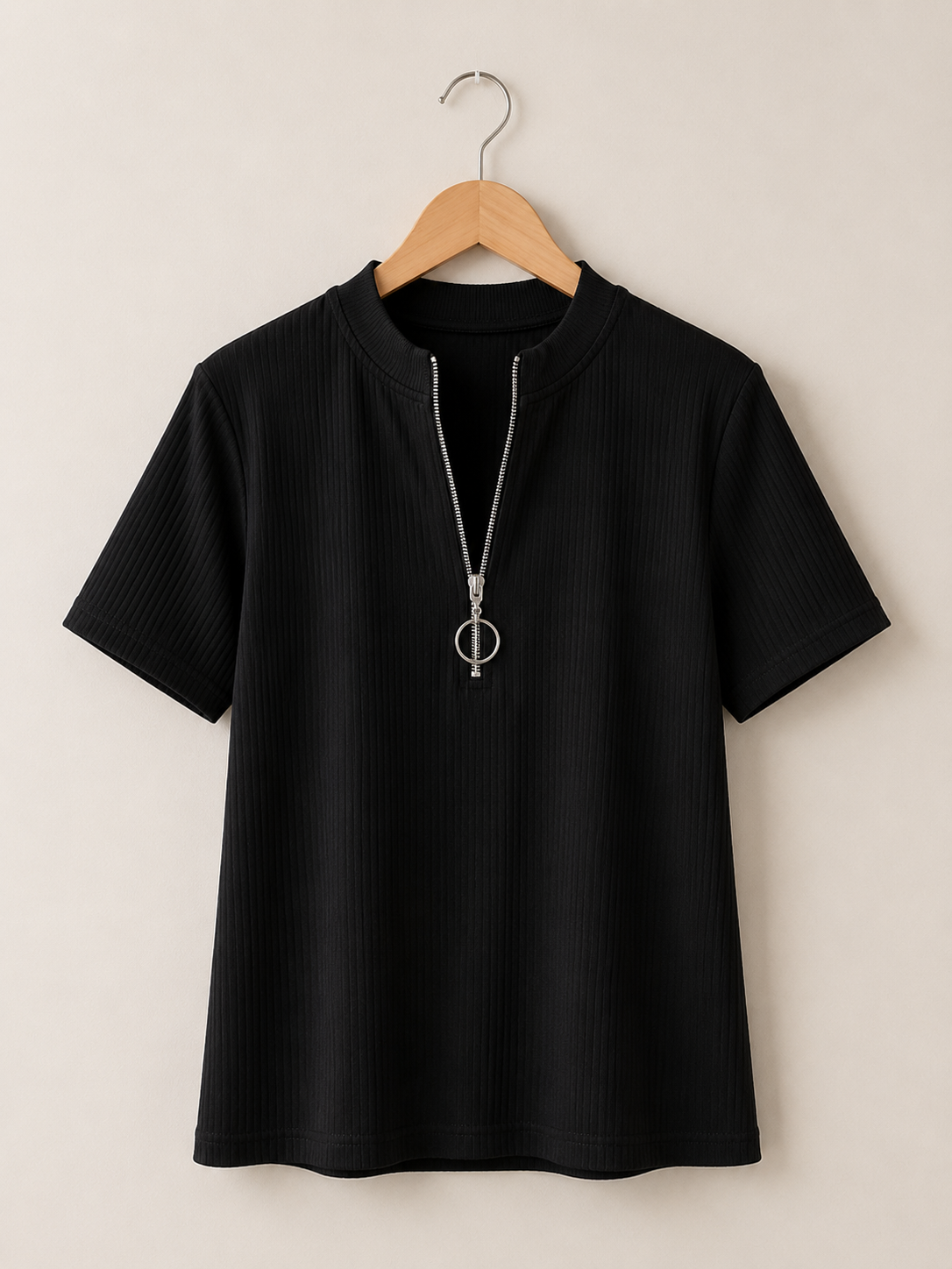 Half Zip Short Sleeve Top