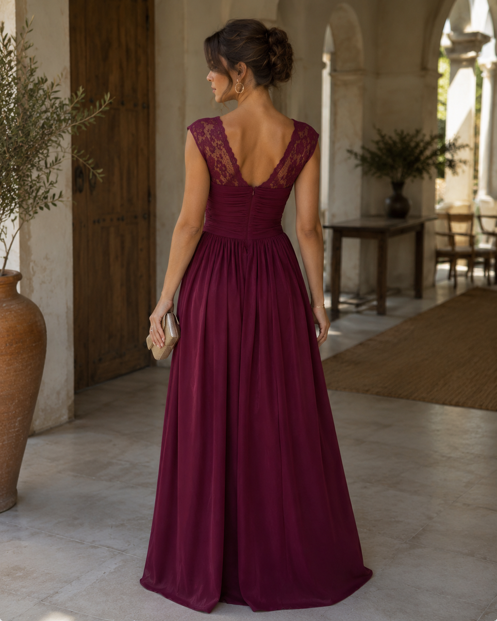 High Slit Lace Detail Maxi Dress