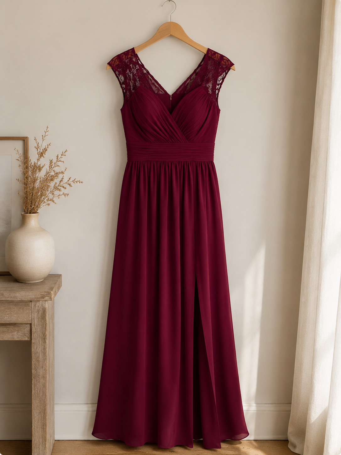 High Slit Lace Detail Maxi Dress