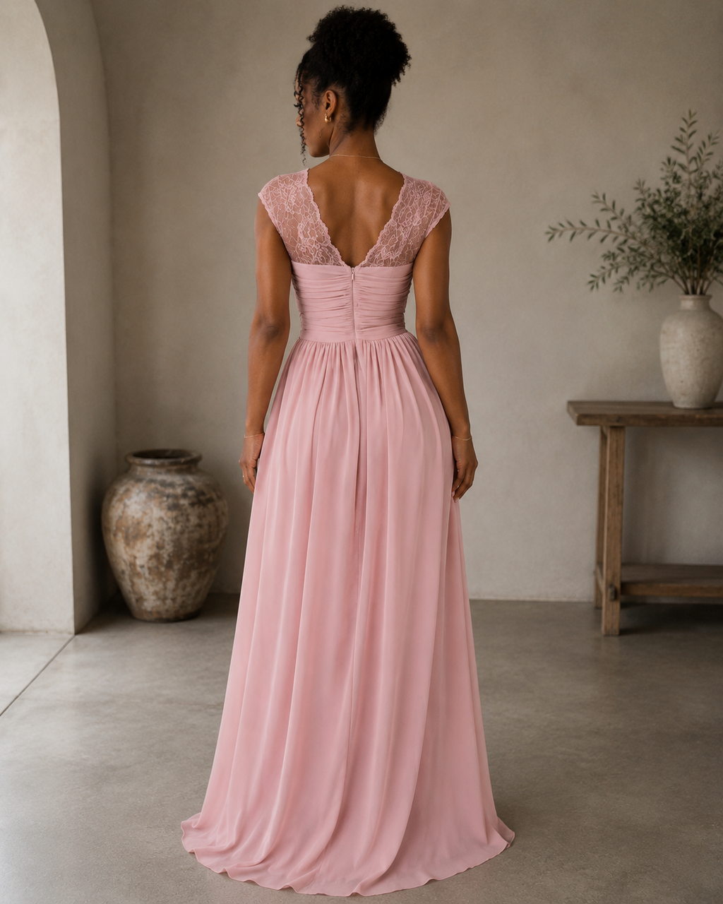 High Slit Lace Detail Maxi Dress