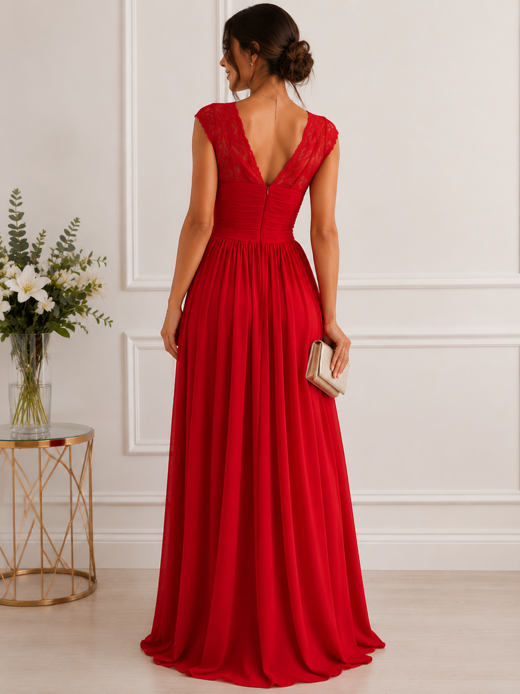 High Slit Lace Detail Maxi Dress