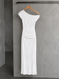 One-Shoulder Textured Maxi Dress