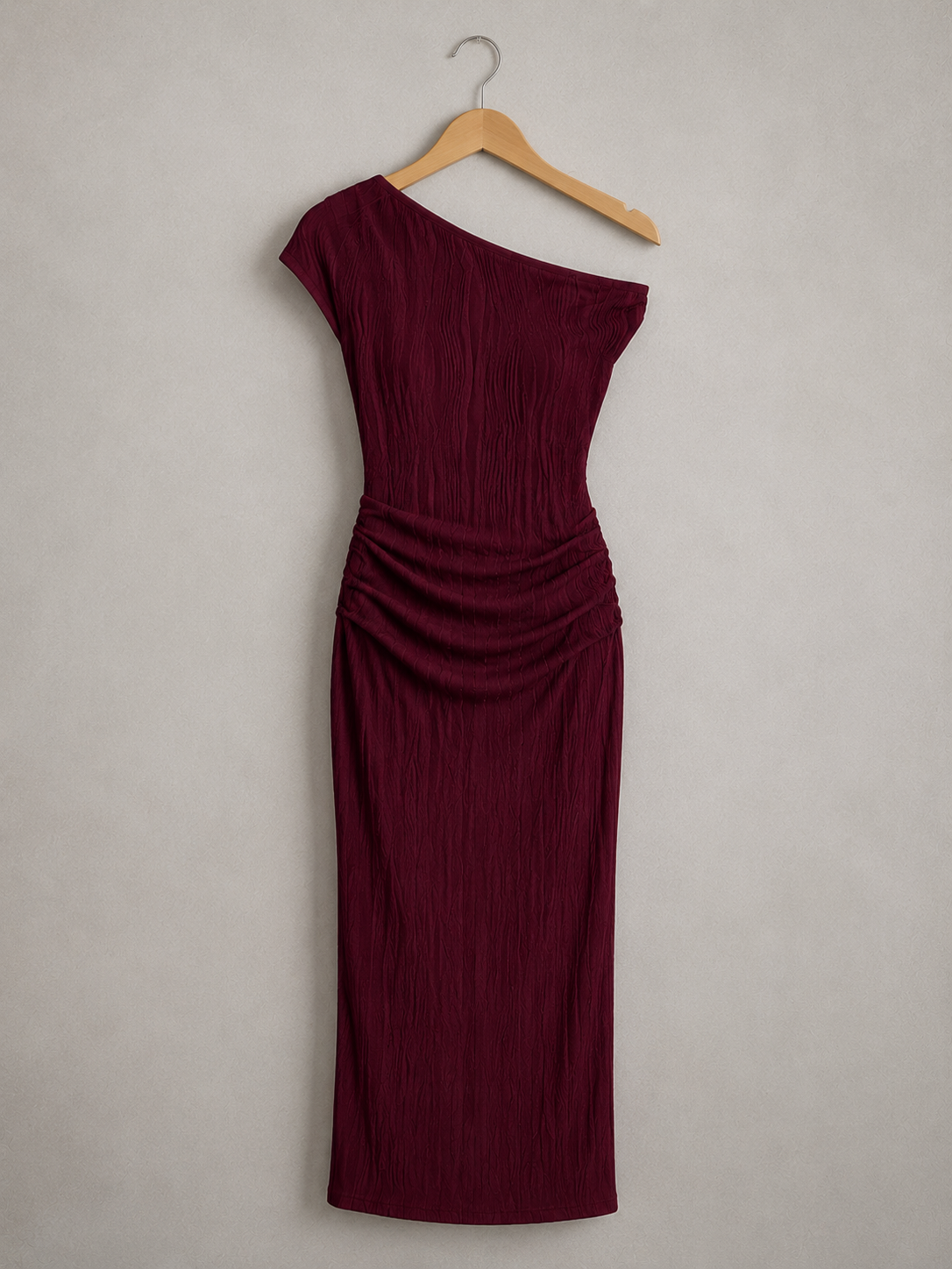 One-Shoulder Textured Maxi Dress